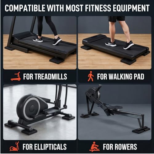 WRINGKIT 8 Pack Heavy Duty Exercise Equipment Mat, 4 x 4 x 0.8 Inch Non Slip Noise Reduction Mat for Treadmill, Treadmill Mat Pad for Rubber Hardwood Floors Carpet Protection Home Gym