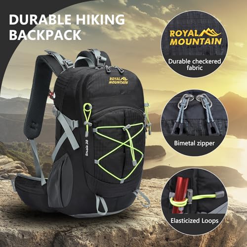 Backpacking Backpack Small Hiking Backpack for Women Men,28L Lightweight Waterproof Travel Backpacks Hiking Daypack for Camping Cycling Outdoor - color: Black