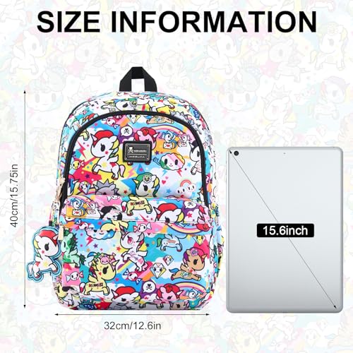 tokidoki Large Backpack for Women, 15.6 Inch Laptop Travel Backpack, Airline Approved Backpack, Gifts for Weekender Work＆Casual - color: Black Bone-large