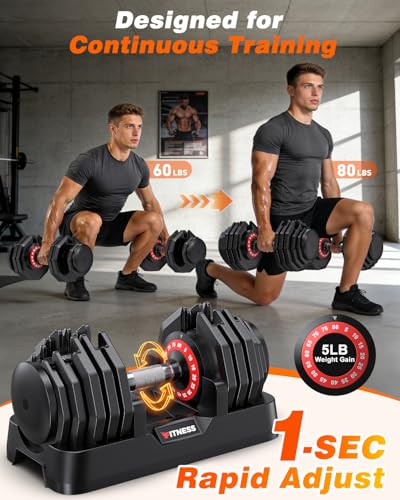 Adjustable Dumbbells Set of 2, 1 Hand Adjustable Weights Dumbbell Set and Workout Bench, 25/55/80lb Pair Weight Set For Home Gym Suit both Men and Women, Compact for Small Space Apartment Room - color: Max-80lbs-16weights Dumbbells+Bench