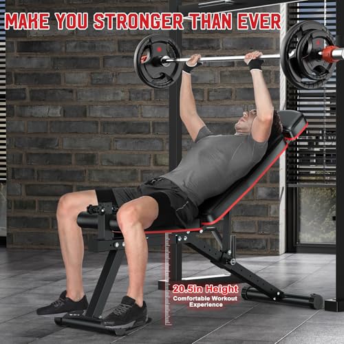 XDDIAS Workout Bench, Adjustable Weight Bench with Leg Extension and Leg Curl, Extended Headrest, 900LBS Preacher Curl Bench Incline Decline Flat Workout Bench for Home Gym Full Body Exercise - color: Black+Glossy