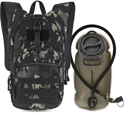 MARCHWAY Tactical Molle Hydration Pack with 2.5L TPU Water Bladder, Low-Profile Organized Military Backpack for Hiking, Cycling, Backpacking, Hunting, Running - color: Black Camo