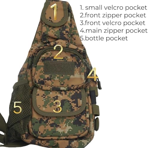 Sling Bag Crossbody Backpack for Men Women Travel Outdoor Camping (Jungle camouflage) - color: Jungle Camouflage