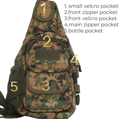 Sling Bag Crossbody Backpack for Men Women Travel Outdoor Camping (Jungle camouflage) - color: Jungle Camouflage