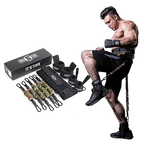 INNSTAR Vertical Jump Trainer for Volleyball Basketball Home Gym, Jump Machine Resistance Bands, Easy to Carry, Adjustable Jump Training Equipment - color: Camouflage-225LB