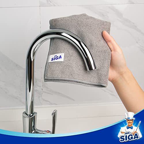 MR.SIGA Microfiber Cleaning Cloth, All-Purpose Microfiber Towels, Streak Free Cleaning Rags, Pack of 12, Grey, Size 32 x 32 cm(12.6 x 12.6 inch) - color: Grey