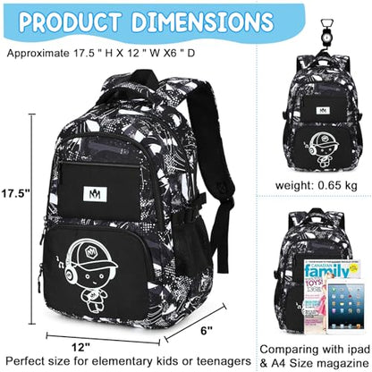 Bluboon Kids Backpack Boys Camo Bookbag Teens Elementary School Bag Daypack Travel Back Pack Middle school (Grey Graffiti) - color: Grey Graffiti