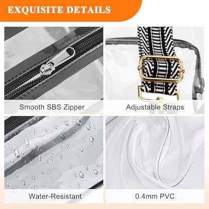 Lyingflat Clear Bag for Stadium Events 12x12x6 Small Clear Backpack Stadium approved for Festival Concert Sport Events Work Travel, Black Guitar