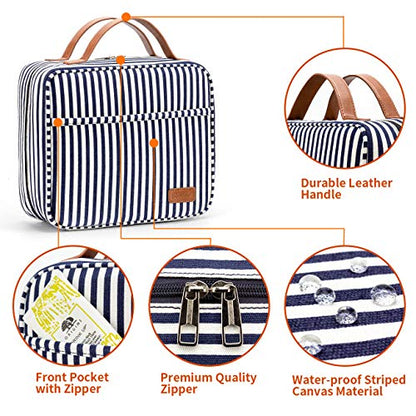 Bosidu Hanging Travel Toiletry Bag,Large Capacity Cosmetic Travel Toiletry Organizer for Women with 4 Compartments & 1 Sturdy Hook,Perfect for Travel/Daily Use/Christmas - color: M-Navy Blue