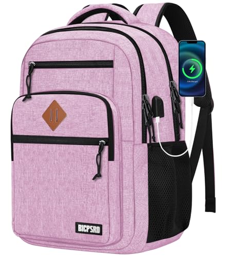 Classic Backpack for Men Women, School Backpack for Girls Boy Teens,15.6 Inch Laptop Bookbag with USB Charger for College High School Work Business Computer Back Pack,mochilas para hombres,Pink - color: C5-pink, size: 15.6 Inch