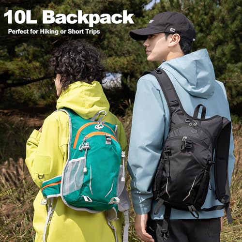 10L Small Hiking Backpack for Men Women Travel Daypack with Chest Strap lightweight backpacks mini backpack for Camping Cycling Travel Outdoor - color: Green