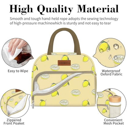 Coobiiya Lunch Bag for Women Men, Cute Lunch Tote Bags Insulated Reusable LunchBox Large Capacity Cooler Bag for Work Travel Picnic Green white - color: Lemon