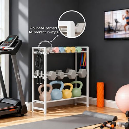 3-Tier Adjustable Dumbbell Rack, Heavy-Duty Weight Storage Stand, 390 LB Capacity, Space-Saving Home Gym Organizer - color: White