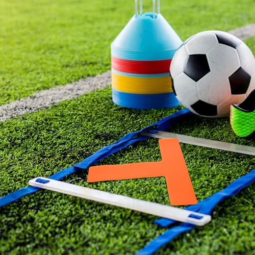 4pcs T-Shaped Soccer Training Floor Markers, Replaceable Flat Court Position Pads for Football Practice and Sports Agility Training, Orange Non-Slip Ground Spot Markers for Outdoor