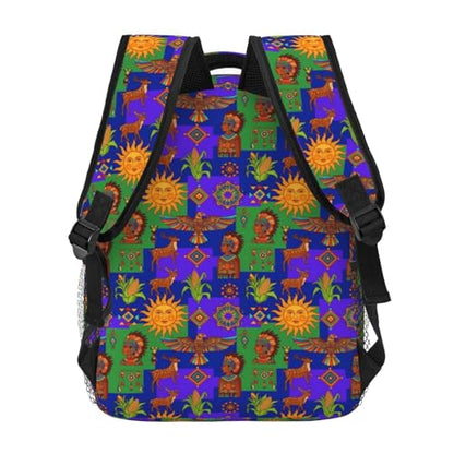 Stylish Commuter Backpack Oaxaca Mexico Mexican Mayan Tribal Art, Lightweight Laptop Daypack for Work Office Daily and Travel - color: Pattern (261)
