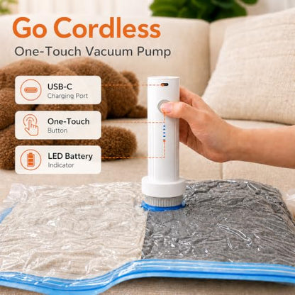 21 Pack Vacuum Bags for Travel with Rechargeable Pump, Save Luggage Space - color: Clear, size: 21 Combo