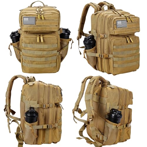 LHI Military Tactical Backpack for Men and Women 45L Army 3 Days Assault Pack Bag Large Rucksack with Molle System - Khaki - color: 1.1 Khaki