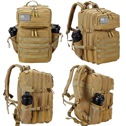 LHI Military Tactical Backpack for Men and Women 45L Army 3 Days Assault Pack Bag Large Rucksack with Molle System - Khaki - color: 1.1 Khaki