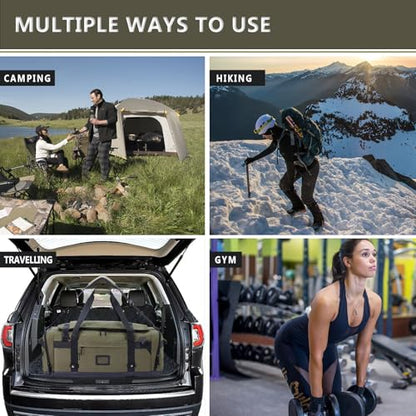 Large Duffle Bag for Travel - Men & Women, Foldable Gym Duffle Backpack, Heavy Duty Tactical Military Canvas Duffel Bags, Extra Big Carry On with Shoe Pockets, Waterproof (80L/103L) - color: Army Green, size: L(103L)