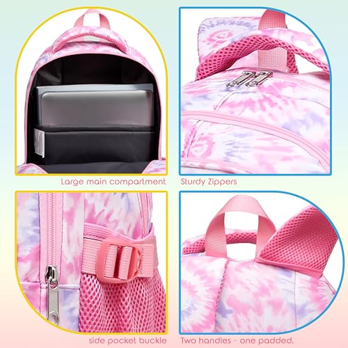 BLUEFAIRY Kids Backpack for Girls Elementary Primary Middle School Bags for Aged 8-10 for Teens Childs Bookbags Back to School Book Bags Gifts Mochilas para Niñas de 6 7 8 9 10 Años Tie-dye Pink - color: Cherry Blossom Pink