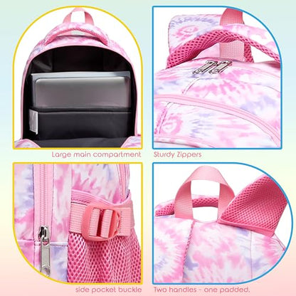 BLUEFAIRY Kids Backpack for Girls Elementary Primary Middle School Bags for Aged 8-10 for Teens Childs Bookbags Back to School Book Bags Gifts Mochilas para Niñas de 6 7 8 9 10 Años Tie-dye Pink - color: Cherry Blossom Pink