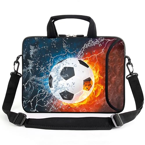 AMARY 15.4" 15.6" laptop sleeve adjustable shoulder strap with handle accessory pocket for men women (Soccer) - color: Soccer