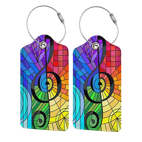 2 Pack Music Note Luggage Tags for Suitcases, Cool Leather Luggage Tag for Travel, Bag Tag Privacy Name ID Card Bag Labels for Friends Adults Kids Tourists - color: Music Note