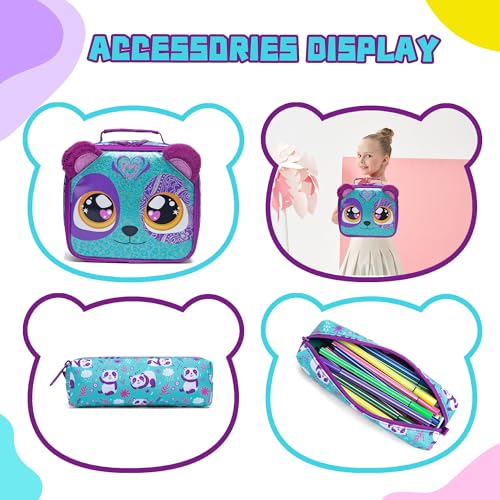 3 in 1 Backpack Set for Girls - Ages 8-10 with Lunch Box & Pencil Case - color: Purple 01