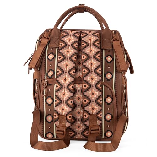 Wrangler Aztec Backpack Organized Daypack Travel Baby Bag with Stroller Strap and Side Bottle Pockets WG2204-9110CM - color: Angel Camel