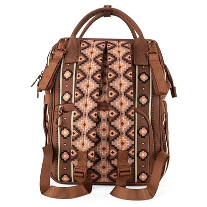Wrangler Aztec Backpack Organized Daypack Travel Baby Bag with Stroller Strap and Side Bottle Pockets WG2204-9110CM - color: Angel Camel