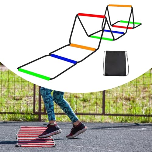 Agility Ladder Speed Ladder Footwork Ladder Workout Ladder Carbon Steel Construction Foldable Design Suitable for Athletic Training Coaches Athletes - size: 8 Grids With Bag