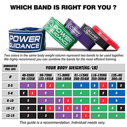 POWER GUIDANCE Pull Up Assist Bands - Stretch Resistance Band - Mobility Band - Powerlifting Bands - by Perfect for Body Stretching, Powerlifting, Resistance Training - color: blue