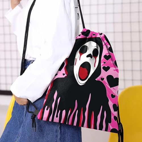 Drawstring Backpack Draw String Bag Waterproof for Sports Gym Beach Travel Cute Aesthetic Sackpack Men Women (13"×17")-Black Heart - color: S-23-black Heart