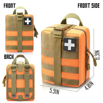 1000D Molle Ifak Pouch Rip Away, Tactical Tear Away Medical Pouch Empty, Military First Aid Pouch Bag Only for Camping Hiking Travel - color: Orange