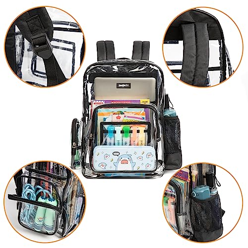 J.CARP Clear Bag Heavy Duty Backpack Durable Transparent See Through Bag - color: Large, Black