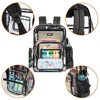 J.CARP Clear Bag Heavy Duty Backpack Durable Transparent See Through Bag - color: Large, Black
