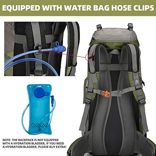 70L Camping Hiking Backpack with Rain Cover Waterproof Backpacking Backpack for Hiking Treeking Climbing Outdoor - color: Armygreen