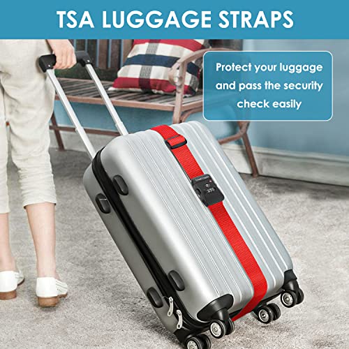 Travel Inspira Luggage Straps for Suitcases with TSA Lock, Protect Your Luggage Anti-Burst, High Visibility Color, Easy to Identify Luggage Adjustable Heavy Duty Belt for 20-28 Inch Suitcases - color: Apple Red