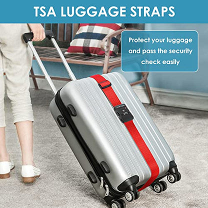 Travel Inspira Luggage Straps for Suitcases with TSA Lock, Protect Your Luggage Anti-Burst, High Visibility Color, Easy to Identify Luggage Adjustable Heavy Duty Belt for 20-28 Inch Suitcases - color: Apple Red