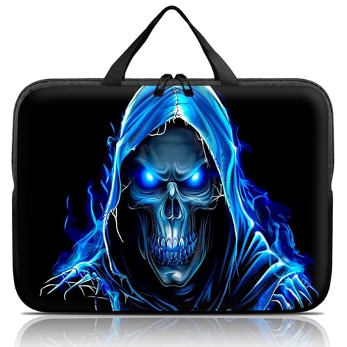 14 15 15.4 15.6 inch Laptop Handle Bag Computer Bag, Pouch Holder Notebook Sleeve Cover Soft Case Compatible for Dell,Lenovo,Toshiba HP, Asus Notebook-Blue Skull - color: Blue Skull
