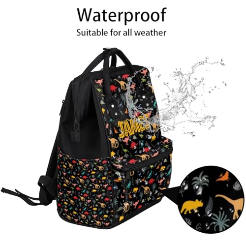 Personalized Baby Diaper-Backpack Waterproof Nappy-Bag Backpack for Mom Dad Baby-Boys Dinosaur-Diaper-Bag with Baby Name - color: Color 14