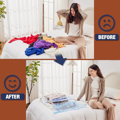 HIBAG Vacuum Storage Bags, 12 Jumbo Vacuum Seal Bags for Clothing, Space Bags for Clothes, Comforters, Blankets, Bedding (12J) - size: 12-Jumbo