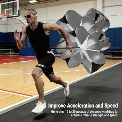 Drfeify Running Parachute Speed Training, Oxford Cloth Parachute with Adjustable Waist Belt for Power Acceleration Training