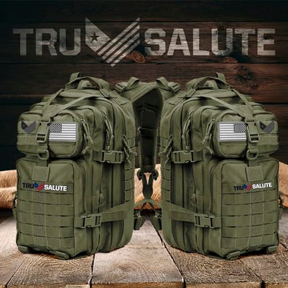 Tru Salute 45L Military Tactical Backpack Large Army 3 Day Assault Pack Molle Bug out Bag Rucksack (Amy Green) - color: Amy Green