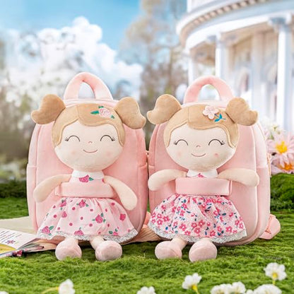 Gloveleya Toddler Backpack Baby Girl Gift Plush Bag Diaper Bag Plush Printed Sakura Backpack - color: A012 Printed Sakura Backpack, size: 9 inches