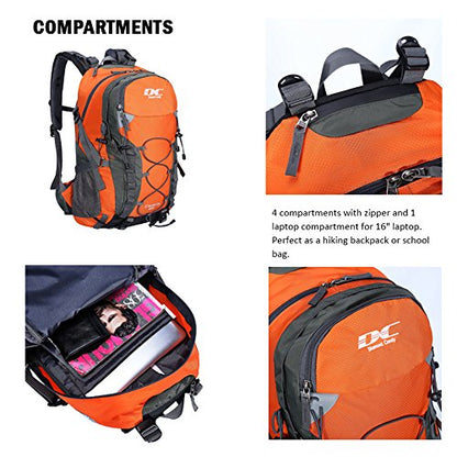 Diamond Candy Waterproof Hiking Backpack for Men and Women, Lightweight Day Pack for Travel Camping | Waterproof - color: Orange