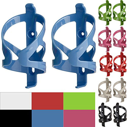 Bike Water Bottle Holder & Bottle Combo – 2-Pack 22 oz Sports Squeeze Bottles with Pull Top Cap & Easy-Install Bike Cage – Made in USA – 50 Strong Brand - color: Blue Cage 2-Pack