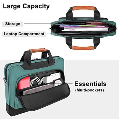 DOMISO 17-17.3 Inch Laptop Bag Large Capacity Shoulder Bag for Dell XPS/HP Pavilion 17/Lenovo Chromebook 317, Green - color: Green, size: 17 - 17.3 Inch