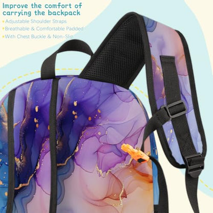 Purple Blue and Gold Marble Laptop Backpack for Women Men, 18.3 Inch Travel Work Backpacks, Abstract Modern Waterproof Computer Casual Daypack Nurse Teacher Bags - color: Multicolor 11