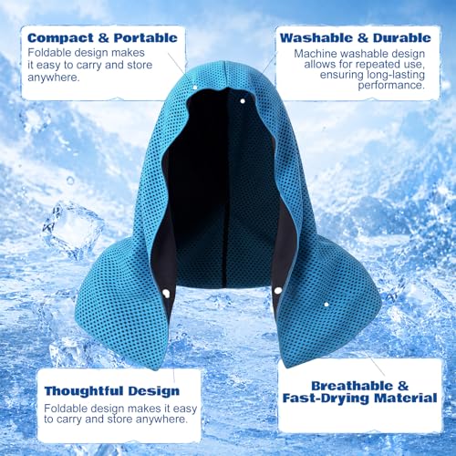 Honoson 20 Pcs12x25 Inch Cooling Hoodie Towel Bulk for Neck and Face 40x12 Inch Quick Dry Sweat Towels Instant Ice Cold Towel for Hot Weather Run Yoga Gym(Light Gray,Light Blue) - color: Light Gray,light Blue